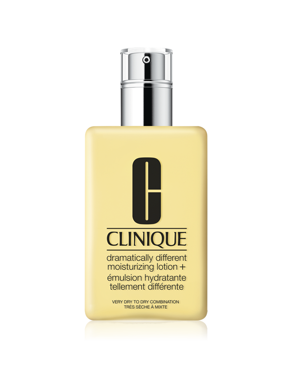 Dramatically Different Moisturizing Lotion+, 这是一款轻质润肤露，用于补充洁面后皮肤失去的水分；令肌肤水油平衡，呈现健康状态，并令肌肤像湿海绵一样吸收后续滋润品。